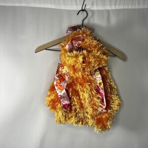 Freckles & Maya Bag Orange Faux Fur Backpack Satin Fabric Lining Drawstring